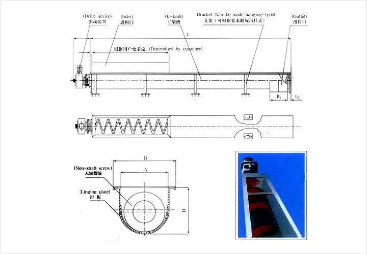 无轴螺旋输送机结构图
